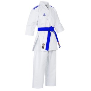 Karate ruha, Hayashi, WKF, Migoto, piros és kék hímzéssel