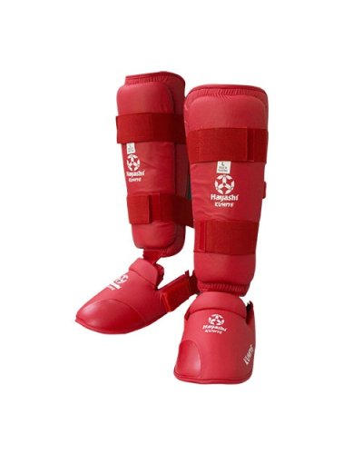 Karate Lábfejes lábszárvédő, Hayashi, piros