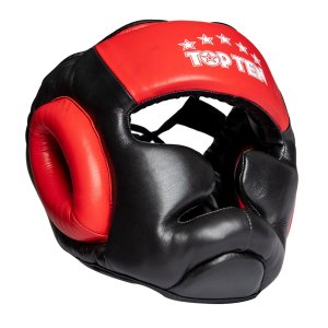 Head Guard, Top Ten, Sparring, with chin and cheekbone protection, black/red