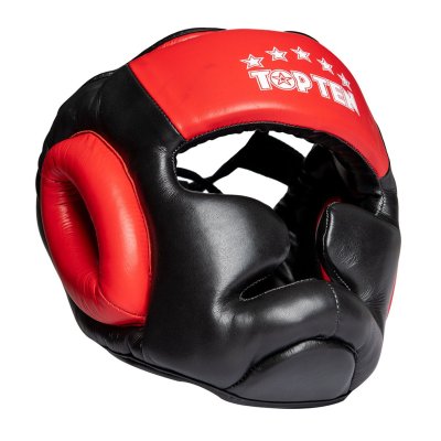 Head Guard, Top Ten, Sparring, with chin and cheekbone protection, black/red