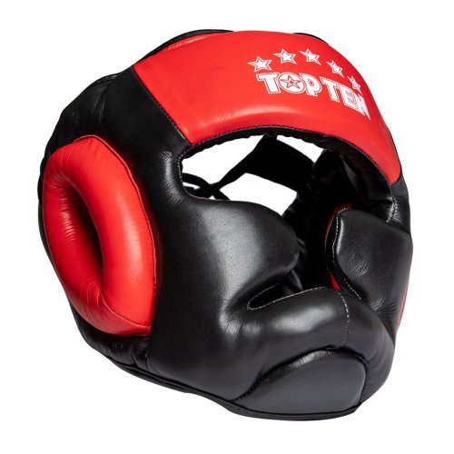 Head Guard, Top Ten, Sparring, with chin and cheekbone protection, black/red