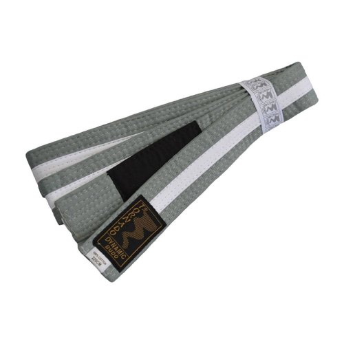 BJJ Belt, for Children, grey / white stripe