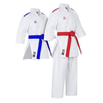 Karate ruha, Hayashi, WKF, Migoto, piros és kék hímzéssel