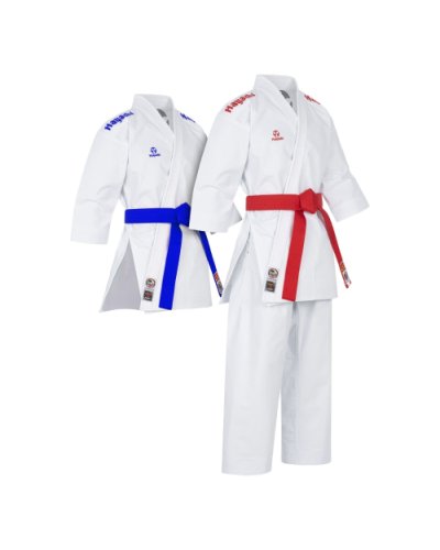 Karate ruha, Hayashi, WKF, Migoto, piros és kék hímzéssel