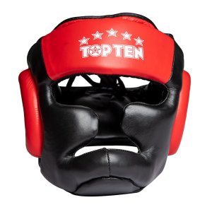 Head Guard, Top Ten, Sparring, with chin and cheekbone protection, black/red
