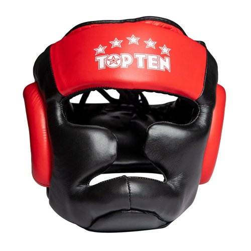 Head Guard, Top Ten, Sparring, with chin and cheekbone protection, black/red