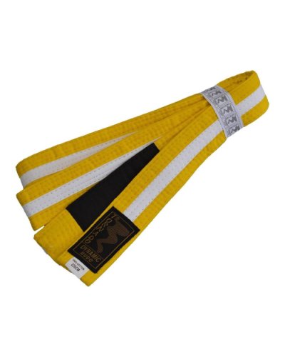 BJJ Belt, for Children, yellow / white stripe