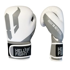 Boxkesztyű, HELL FIGHT, 2026, műbőr, fehér/szürke