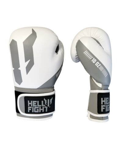 Boxkesztyű, HELL FIGHT, 2026, műbőr, fehér/szürke