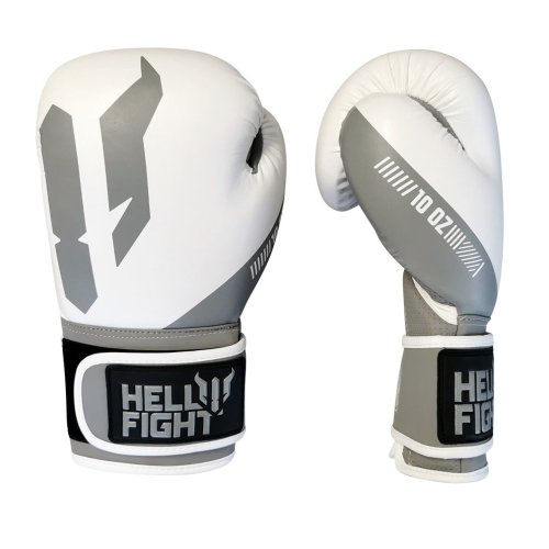 Boxkesztyű, HELL FIGHT, 2026, műbőr, fehér/szürke