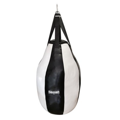Boxzsák, Saman, Nagy Bogyó, 90x55 cm, PU, fekete/fehér