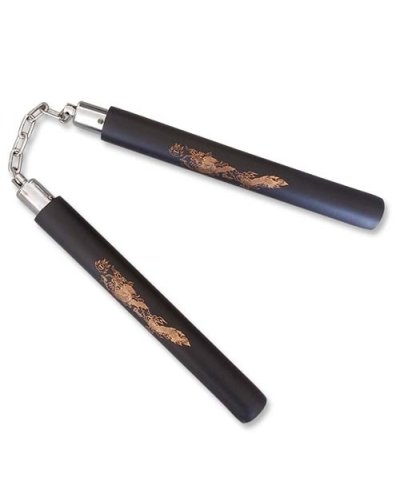 Nunchaku, GYAKORLÓ, szivacs, láncos, sárkányos, fekete