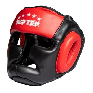 Head Guard, Top Ten, Sparring, with chin and cheekbone protection, black/red